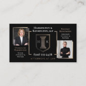 Black Gold Monogram Luxusanwälte Foto Visitenkarte (Vorderseite)
