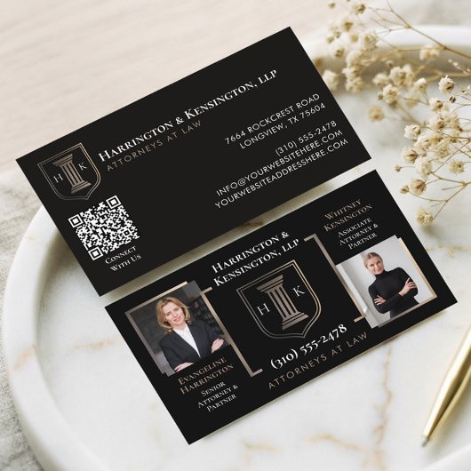 Black Gold Monogram Luxusanwälte Foto Visitenkarte