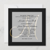 Black Gold Monogram M Hochzeitseinladung Einladung (Rückseite)