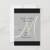 Black Gold Monogram M Wedding RSVP Karte (Rückseite)