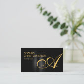 Black Gold Monogram Makeust Artist Business Card Visitenkarte (Stehend Vorderseite)