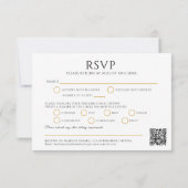 Black gold monogram meal option wedding QR code RSVP Karte (Rückseite)