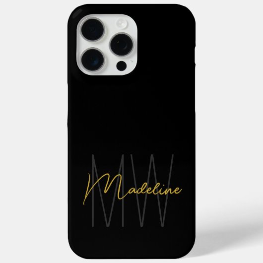 Black Gold Monogram Modern Chic Case-Mate iPhone Hülle (Rückseite)