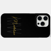 Black Gold Monogram Modern Chic Case-Mate iPhone Hülle (Rückseite (Horizontal))