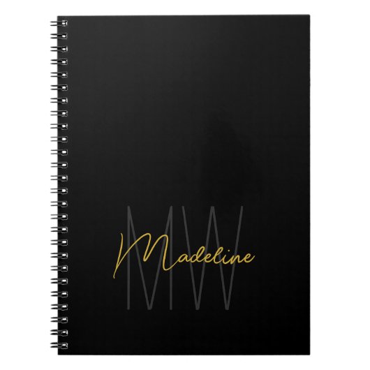 Black Gold Monogram Modern Chic Notizblock (Vorderseite)