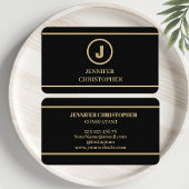 Black Gold | Monogram Modern Elegante Minimalistis Visitenkarte