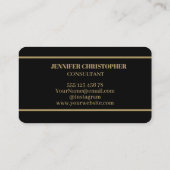 Black Gold | Monogram Modern Elegante Minimalistis Visitenkarte (Rückseite)