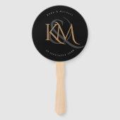 Black Gold Monogram Modern Elegante Wedding Progra Fächer (Vorderseite)