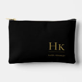 Black Gold Monogram Modernes Minimalistisches Eleg Zubehörtasche (Vorderseite)