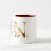 Black Gold Monogram N Mug Zweifarbige Tasse (Vorderseite Links)