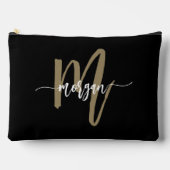 Black Gold Monogram Name Girl's Script Zubehörtasche (Vorderseite)
