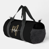 Black Gold Monogram Name Script Sport Duffle Bag (Rechte Ecke)