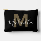 Black & Gold Monogram Name Small Accessory Pouch Zubehörtasche (Vorderseite)