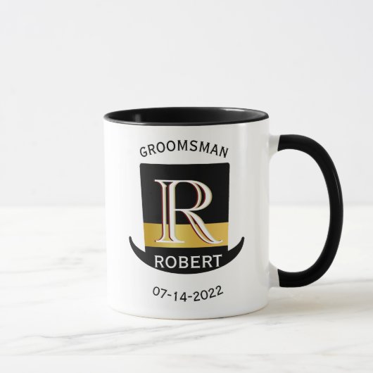 Black Gold Monogram Name Trauzeuge Gastgeschenk Ho Tasse (Rechts)