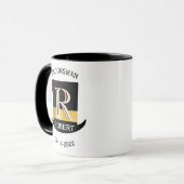 Black Gold Monogram Name Trauzeuge Gastgeschenk Ho Tasse (Vorderseite Links)