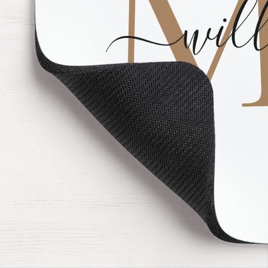 Black & Gold Monogram Name Wedding Mousepad (Ecke)