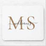 Black & Gold Monogram Name Wedding Mousepad<br><div class="desc">Black & Gold Monogram Nachname Mouse Pad.</div>