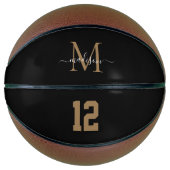 Black Gold Monogram Player Number Girl Script Basketball (Vorderseite)
