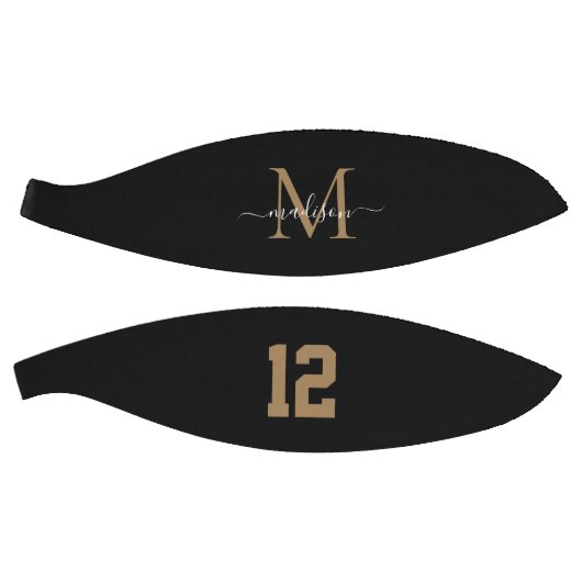 Black Gold Monogram Player Number Girl Script Basketball (Panele)