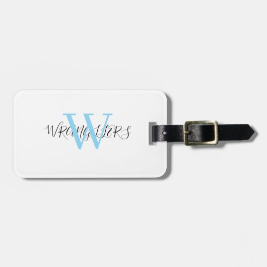 Black Gold Monogram Script Luggage Tag Gepäckanhänger (Vorderseite horizontal)