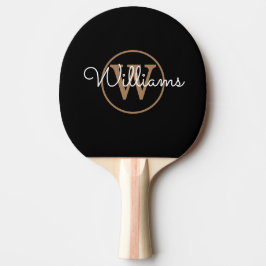 Black Gold Monogram Script Tischtennis Schläger