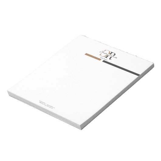 Black Gold Monogram Simple Modern Notizblock (Rotiert)