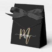 Black Gold Monogram Stilvoll modern Geschenkschachtel (Vorderseite)