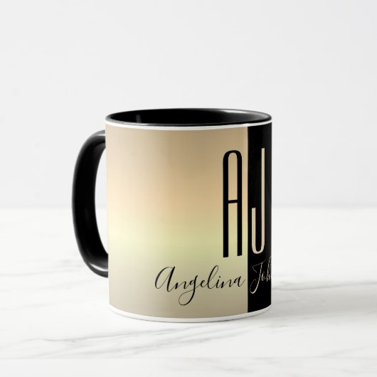 Black Gold Monogram Tasse (Vorderseite Links)