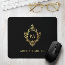 Black Gold Monogram Vintages Wappen Elegant