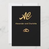 Black Gold Monogram Wedding Invitation Einladung (Rückseite)