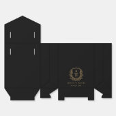 Black Gold Monogram Wedding Wappen Modern Geschenkschachtel (Ungefaltet)
