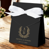 Black Gold Monogram Wedding Wappen Modern Geschenkschachtel