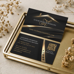 Black Gold Monogramm Hausumbau-Vertragshändler Visitenkarte