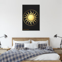 Black Gold Moon Sun Boho Canvas Wall Art Decor