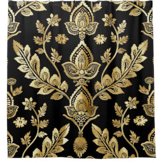 Black & Gold Motif Duschvorhang