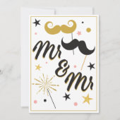 Black Gold Mr. Mustache Gay Wedding Einladung (Vorderseite)