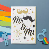 Black Gold Mr. Mustache Gay Wedding Einladung