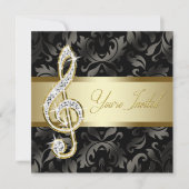 Black Gold Music Treble Clef Erwägung Einladung (Vorderseite)