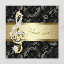 Black Gold Music Treble Clef Erwägung Einladung