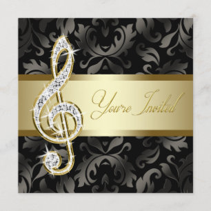 Black Gold Music Treble Clef Erwägung Einladung