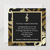 Black Gold Music Treble Clef Musical Event Einladung (Rückseite)