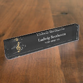 Black Gold Musiknoten Treble Clef Namensplakette (Seite)