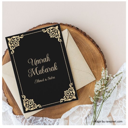 Black Gold Muslim Umrah Mubarak Grußkarte Karte