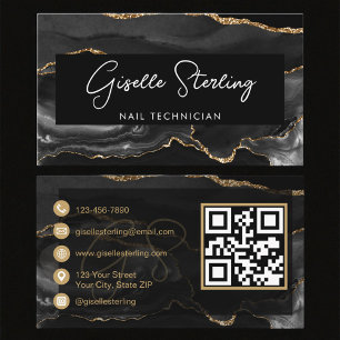 Black Gold Nageltechniker-QR-Code Visitenkarte