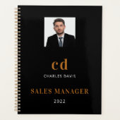 Black Gold Name Initials Foto Business 2023 Planer (Vorderseite)