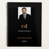 Black Gold Name Initials Foto Business 2026 Planer (Vorderseite)