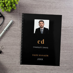 Black Gold Name Initials Foto Business 2026 Planer