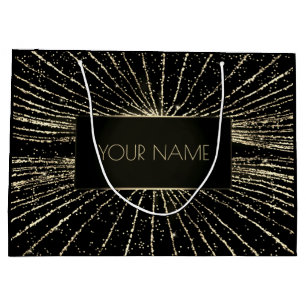 Black Gold Name Luxury Wedding Brand Confetti Große Geschenktüte