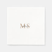 Black & Gold Name & Monogram Wedding Cocktail Serviette (Vorderseite)