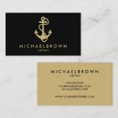 Black Gold Nautical Anchor Visitenkarte (Vorne/Hinten)